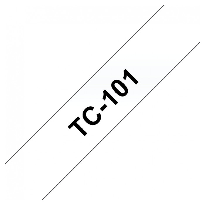 Labeltape Brother P-touch TC-101 12mm zwart op transparant