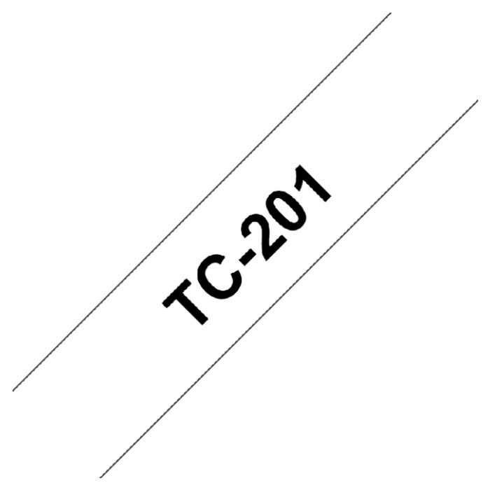 Labeltape Brother P-touch TC-201 12mm zwart op wit
