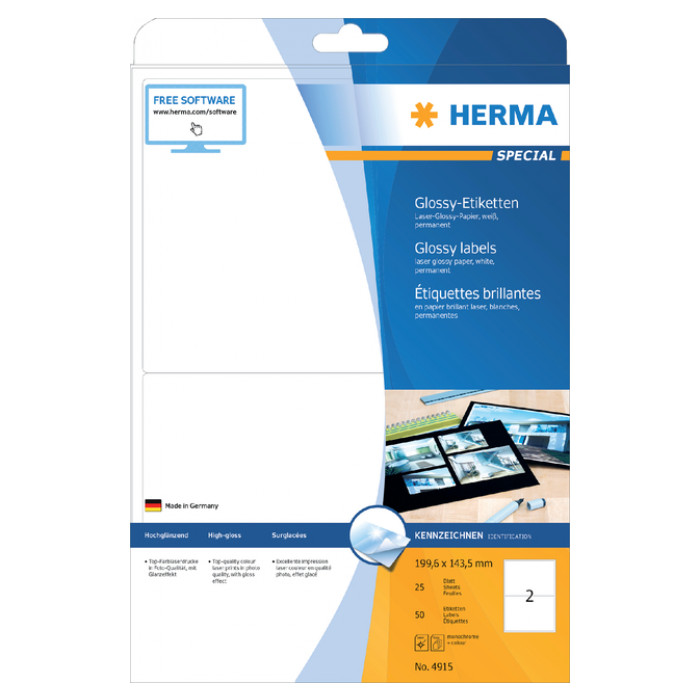 Etiket HERMA 4915 199.6X143.5mm 50st wit