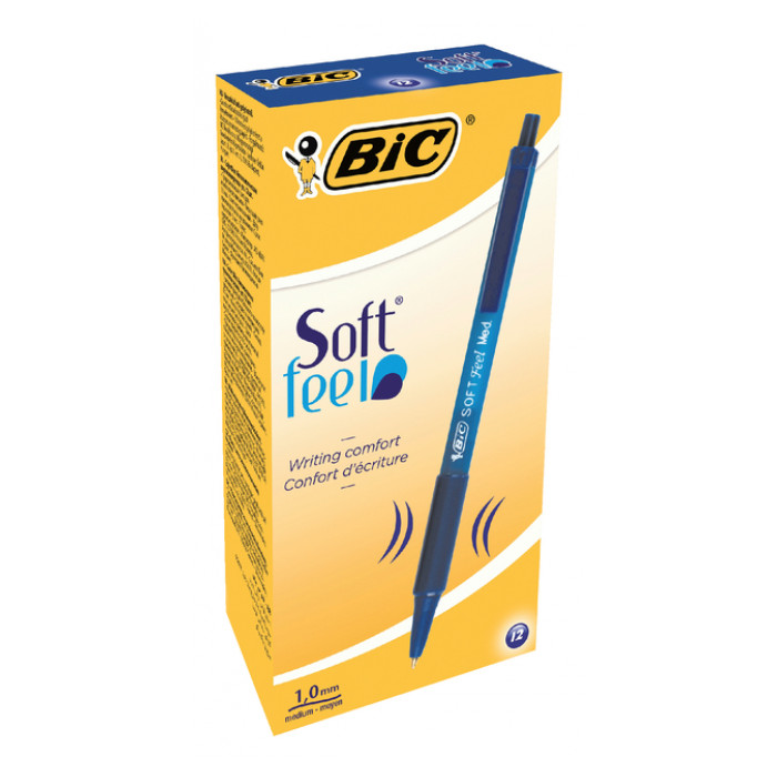 Balpen Bic soft feel grip clic medium blauw