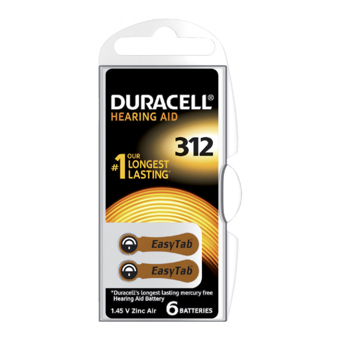 Batterij Duracell Hearing DA312 Ø7,9mm 180mAh 6 stuks