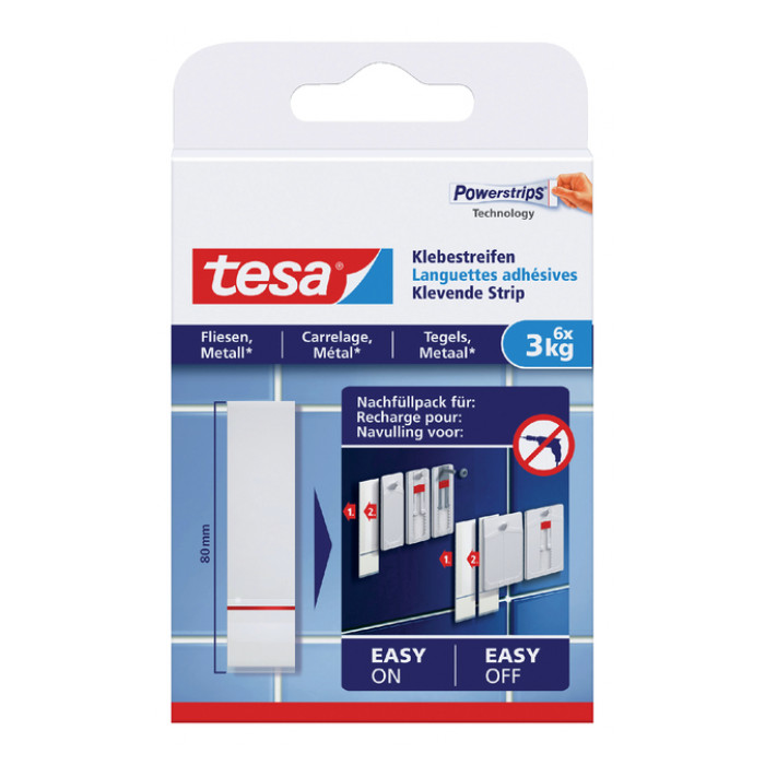 Kleefstrips tesa® tegels & metaal 3kg wit 6 stuks