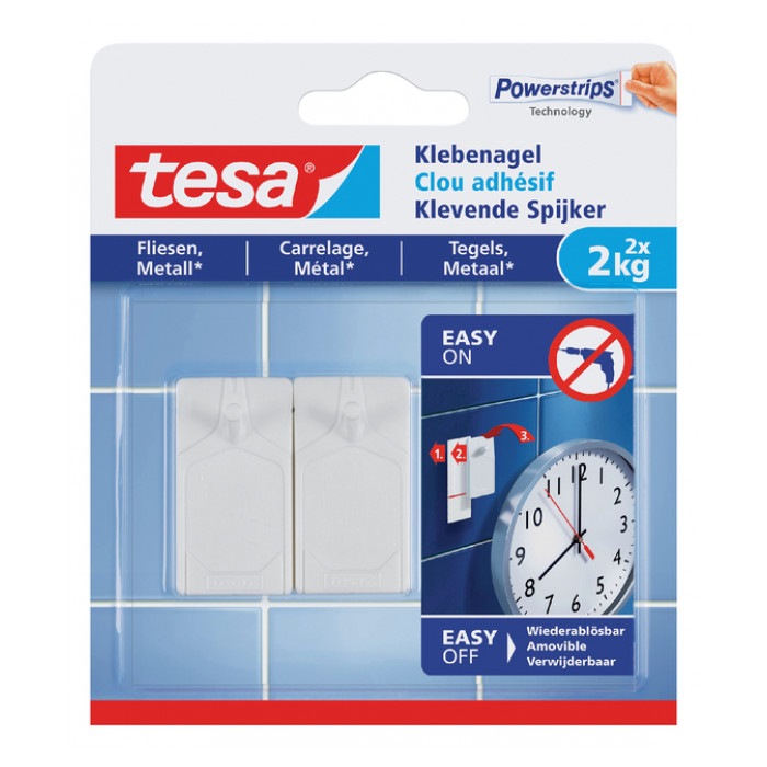 Klevende Spijker tesa® tegels & metaal 2kg wit 2 stuks