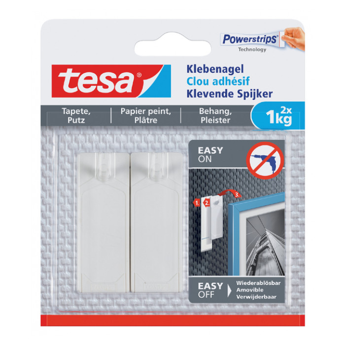 Klevende spijker tesa® behang en pleisterwerk 1kg wit 2 stuks