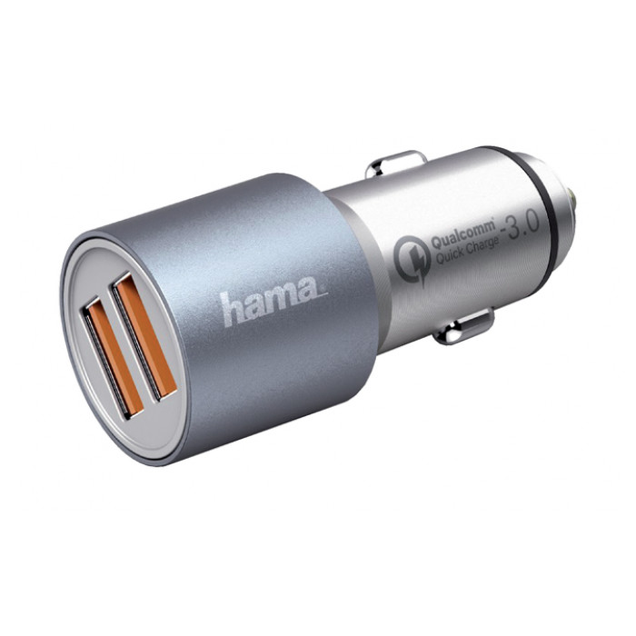 Autolader Hama USB-A 2X 4.8A snel grijs