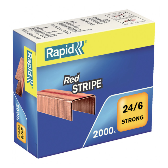 Nieten Rapid 24/6 verkoperd red stripe 2000 stuks