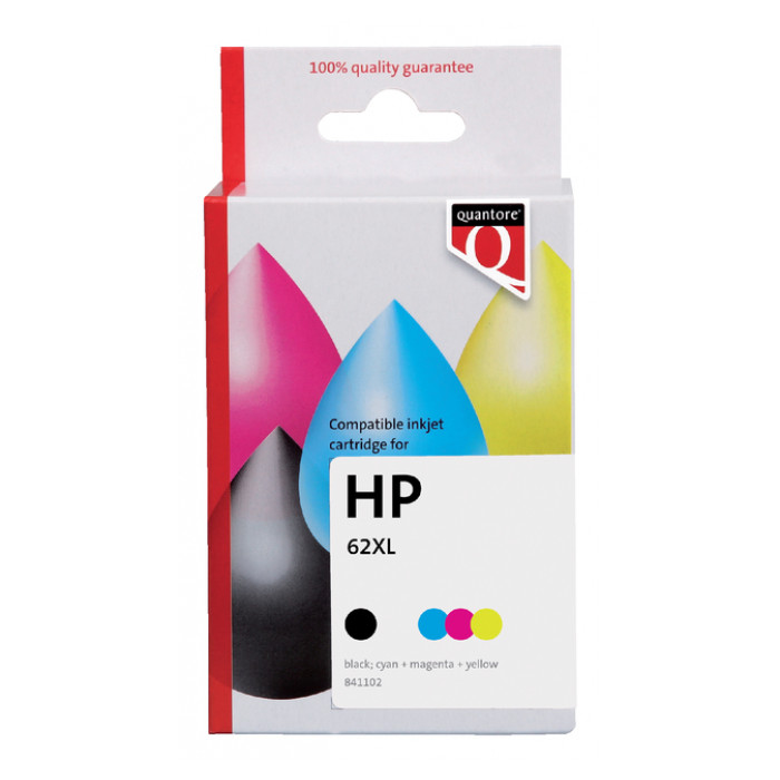 Inkcartridge Quantore alternatief tbv HP N9J71AE 62XL zwart + kleur