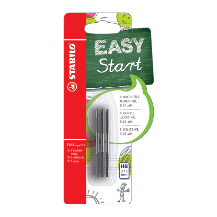 Potloodstift STABILO Easyergo refills HB 3.15mm blister à 6 stuks