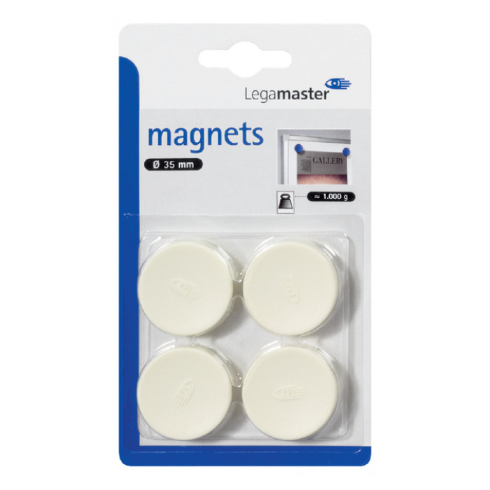 Magneet Legamaster 35mm 1000gr wit 4stuks
