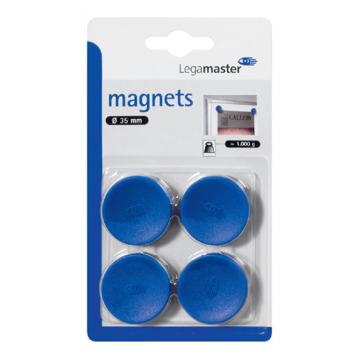 Magneet Legamaster 35mm 1000gr blauw 4stuks