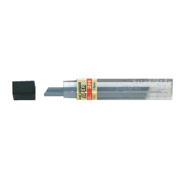 Potloodstift Pentel 2H 0.5mm zwart koker à 12 stuks