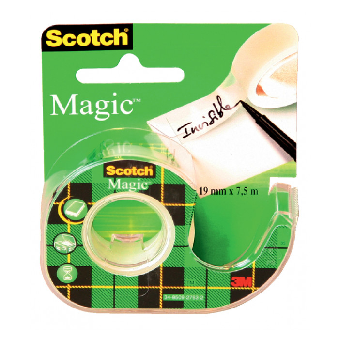 Plakband Scotch Magic 810 19mmx7.5m onzichtbaar + plakbandhouder