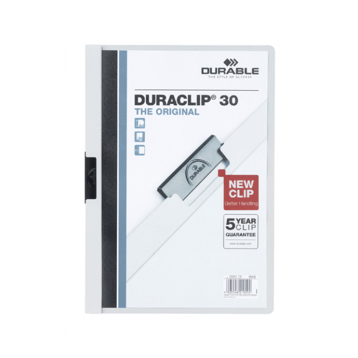 Klemmap Durable Duraclip A4 3mm 30 vellen wit