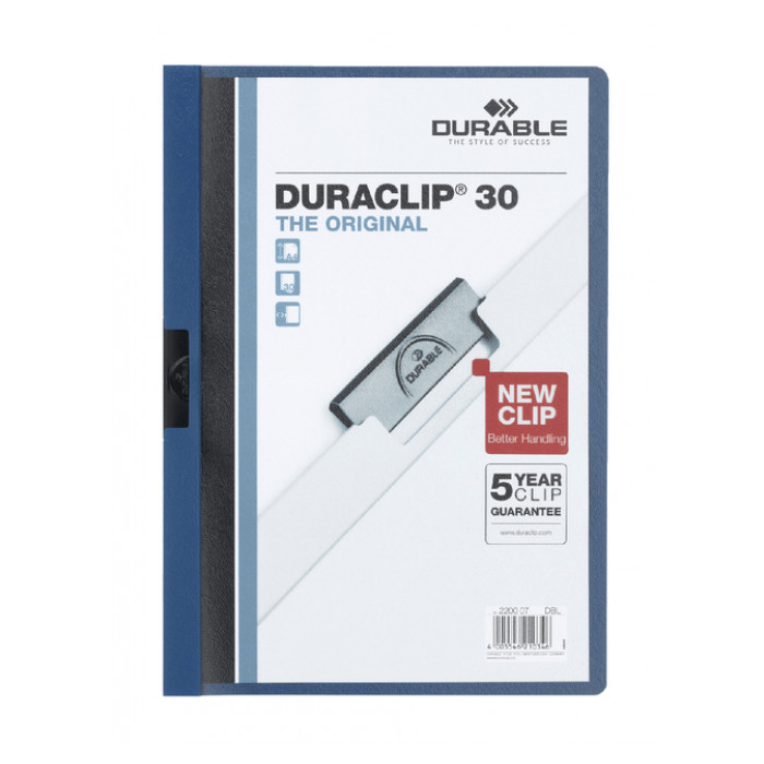 Klemmap Durable Duraclip A4 3mm 30 vellen blauw
