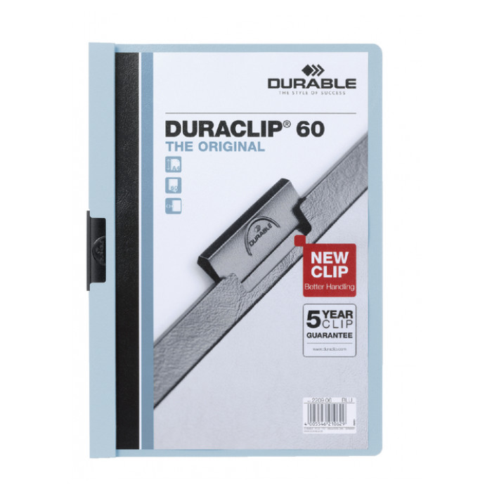 Klemmap Durable Duraclip A4 6mm 60 vellen blauw