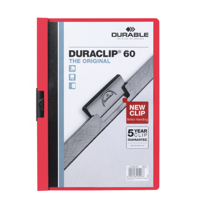 Klemmap Durable Duraclip A4 6mm 60 vellen rood