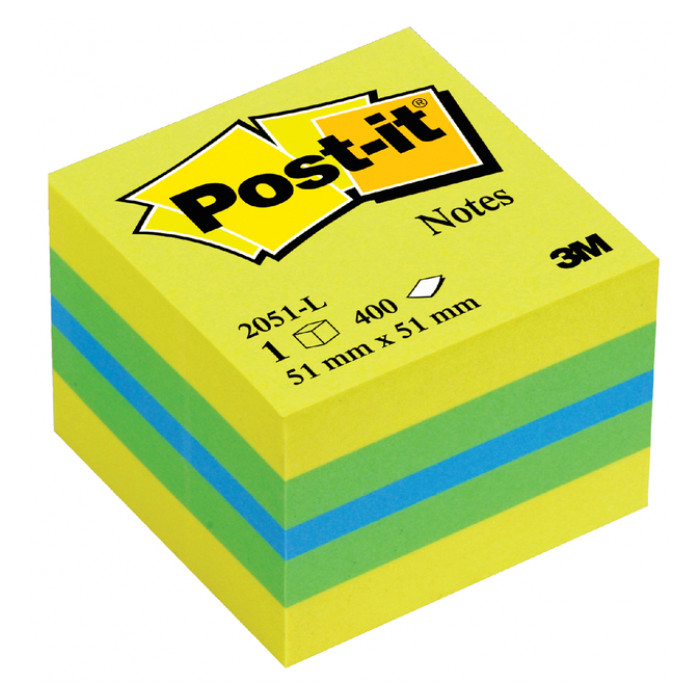 Memoblok 3M Post-it 2051 51x51mm kubus lemon